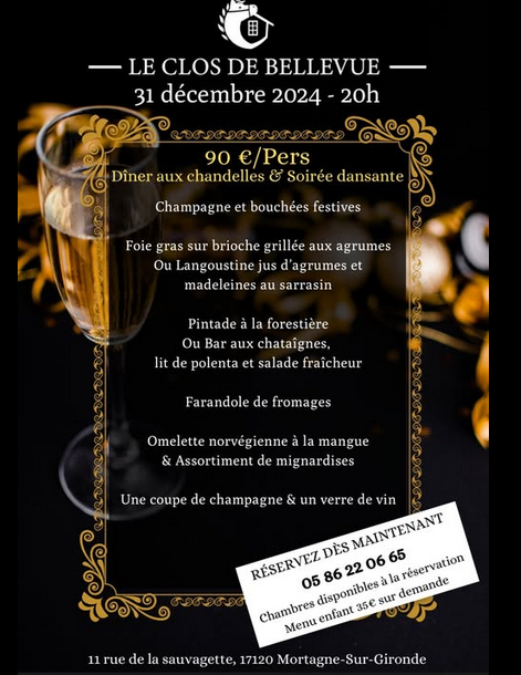 Réveillon du Nouvel An 2024 au Clos de Bellevue