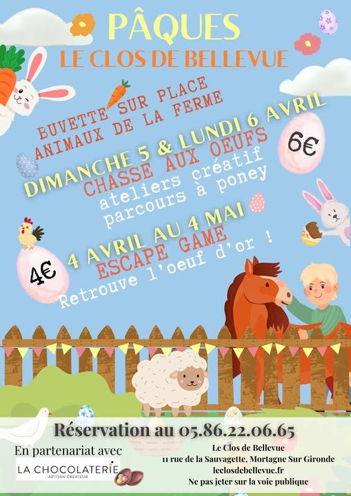 Affiche de l'Escape Game de Pâques 2026 au Clos de Bellevue